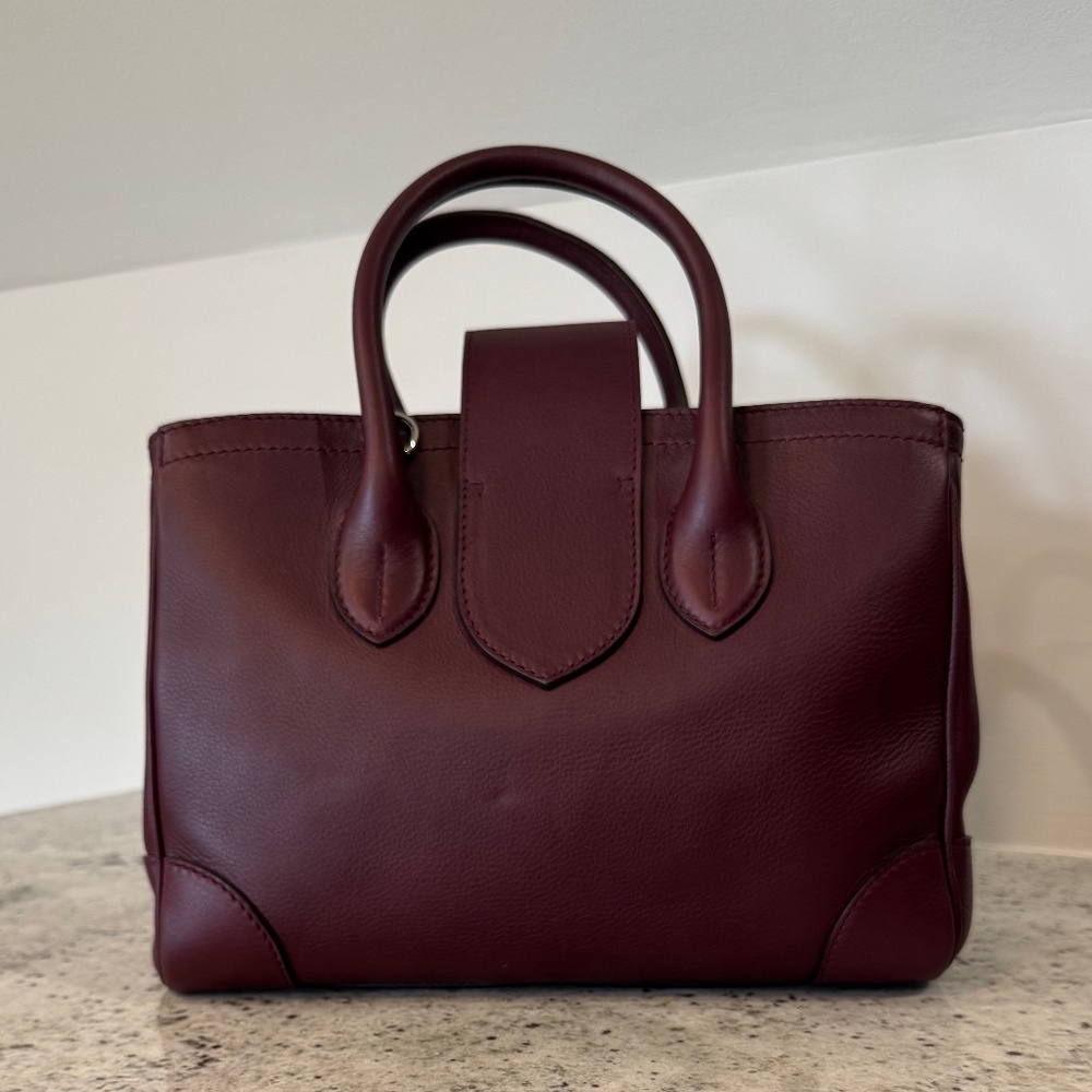 Ralph Lauren Small Ricky Leather Top Handle Bag - Bordeaux - Picture 2 of 12